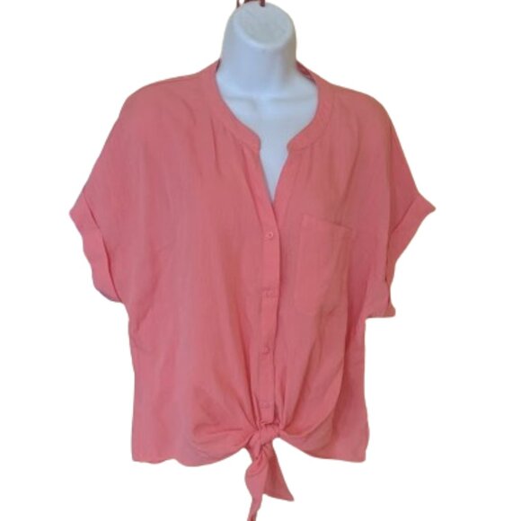 Peach Short Sleeve Blouse Size Large - Picture 1 of 3